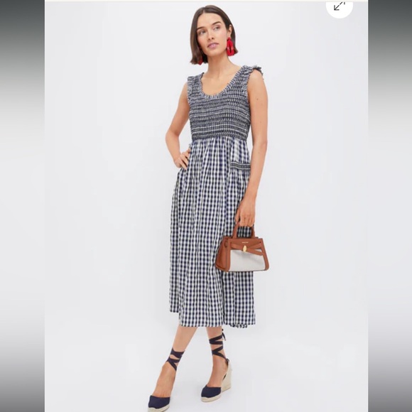 POMANDER PLACE
Navy Gingham Smocked Abilene Midi Dress - Picture 2 of 5